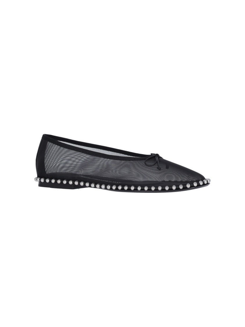 Alexander Wang "Lina" Studded Mesh Ballerinas – Black