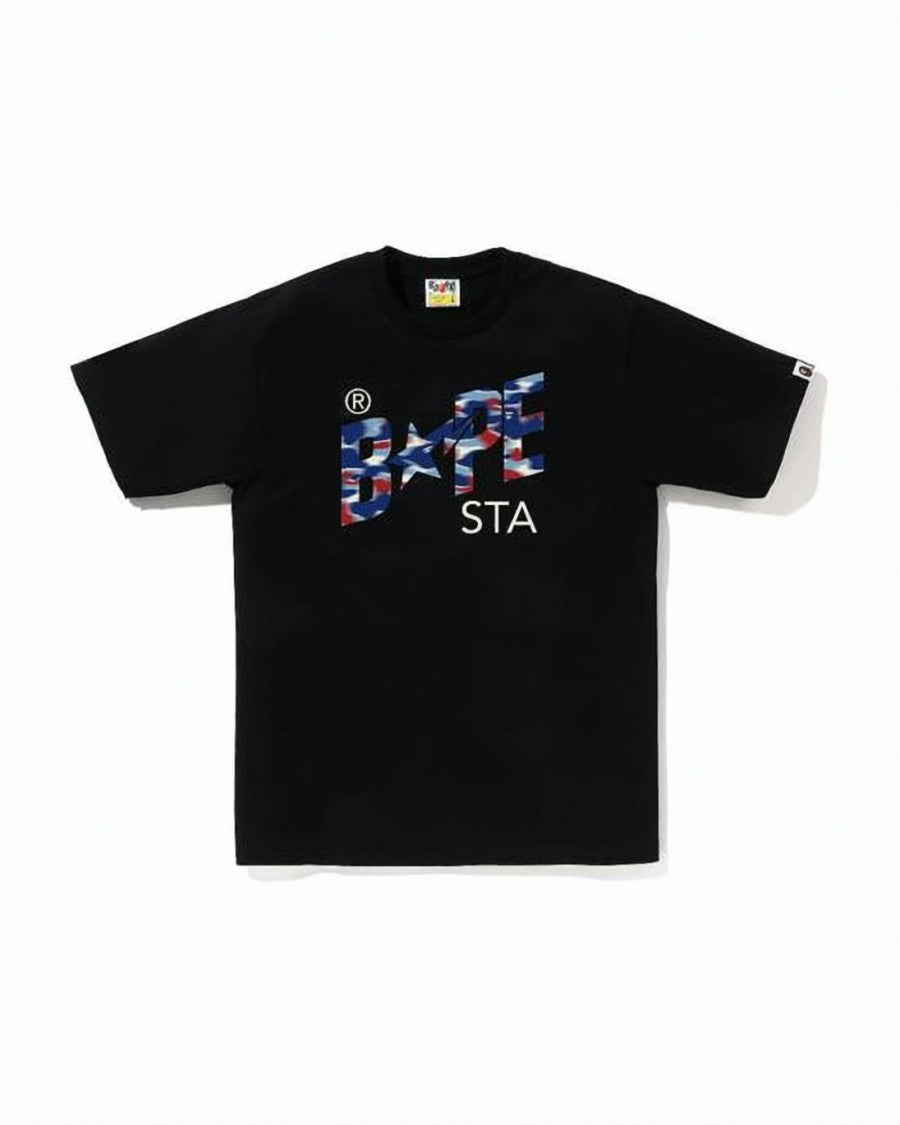 Bape Graphic Logo Black Cotton T-Shirt With Relaxed Fit