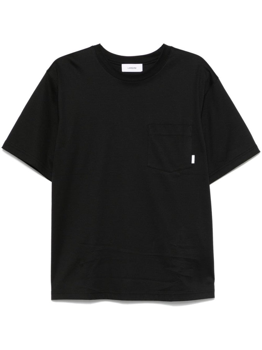 Lardini Relaxed Fit Black T-Shirt With Chest Pocket