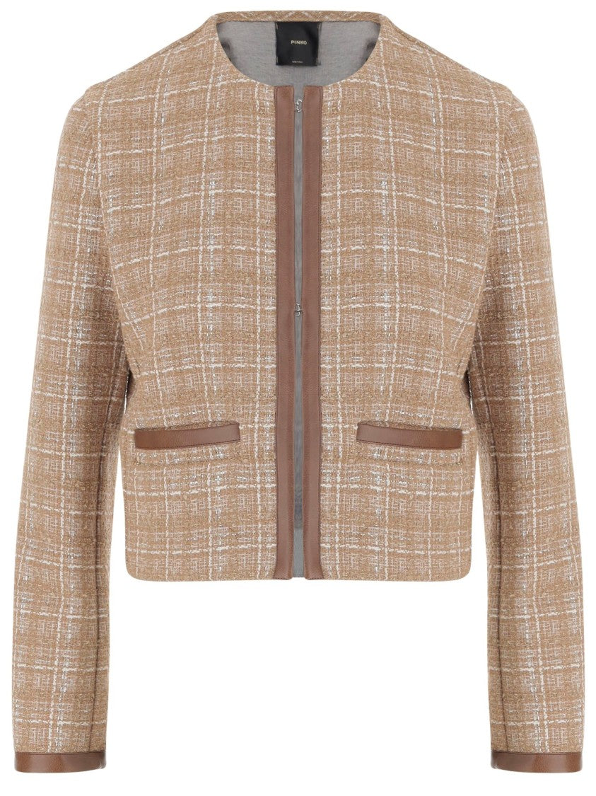 Pinko Cotton Blend Jacket With Check Pattern