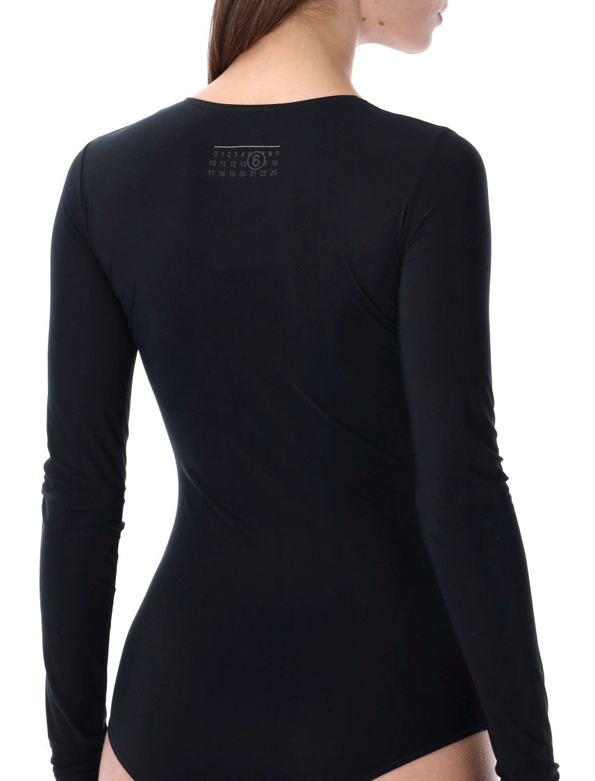 Mm6 By Maison Margiela Numeric Second Skin Jersey Bodysuit