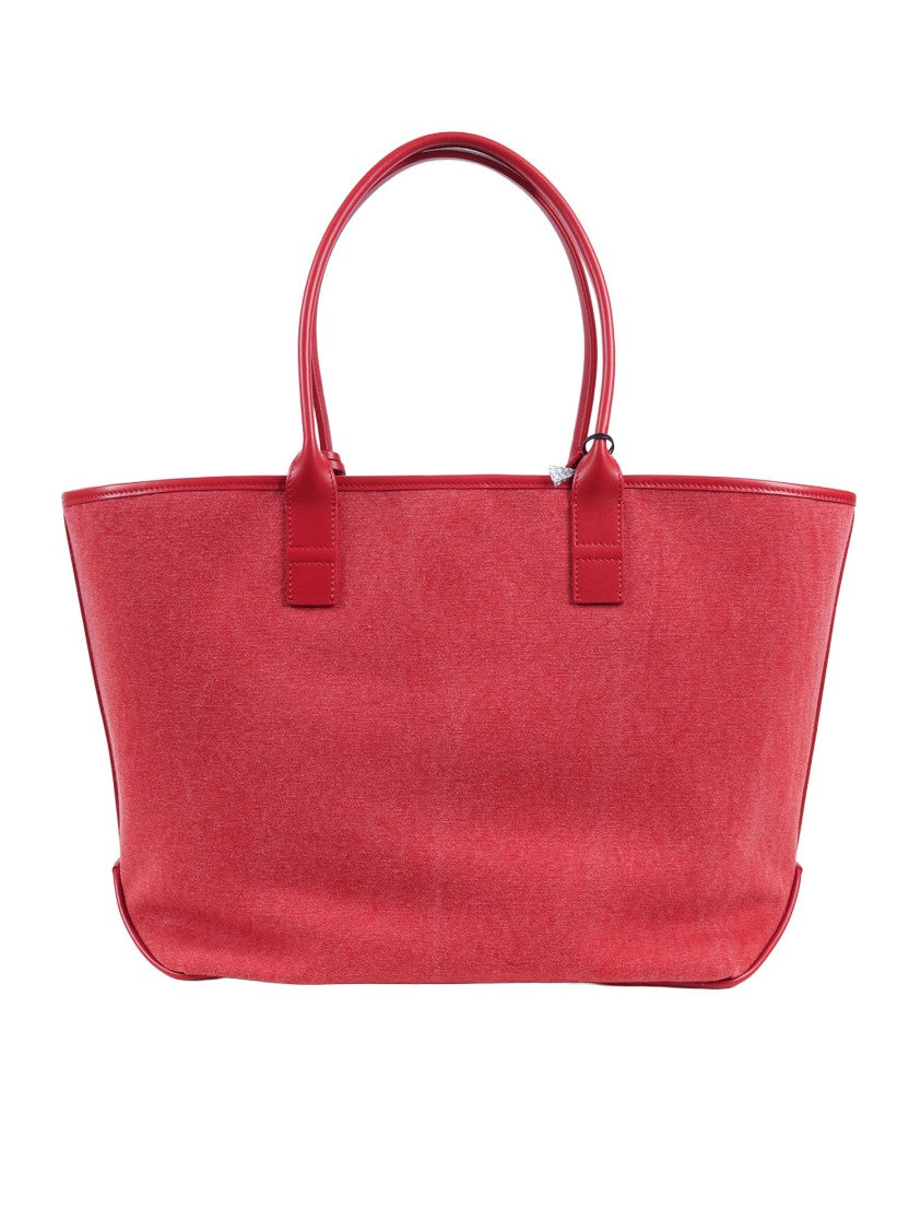 Hogan Address Shopping Leather Trim Tote Bag