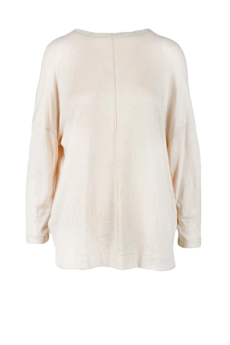 Emy-Ò Female Beige Crewneck Knit Sweater