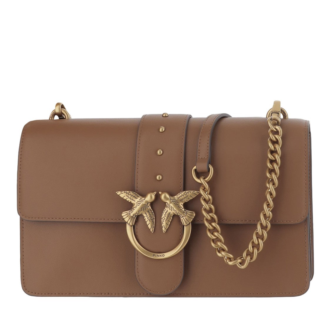 Pinko Brown Leather Flap Bag