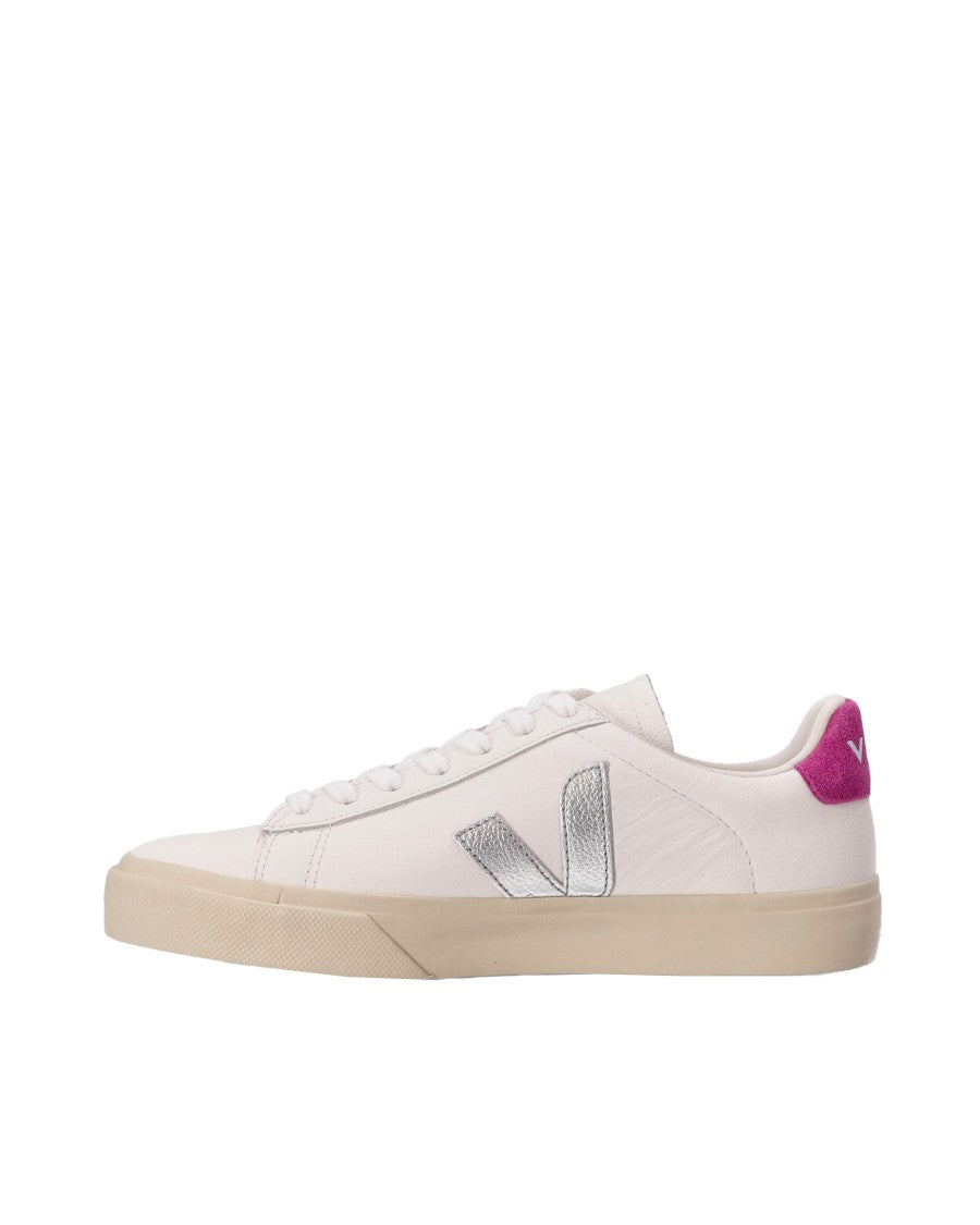 Veja Campo Chromefree Sneakers In White, Silver, Ultraviolet