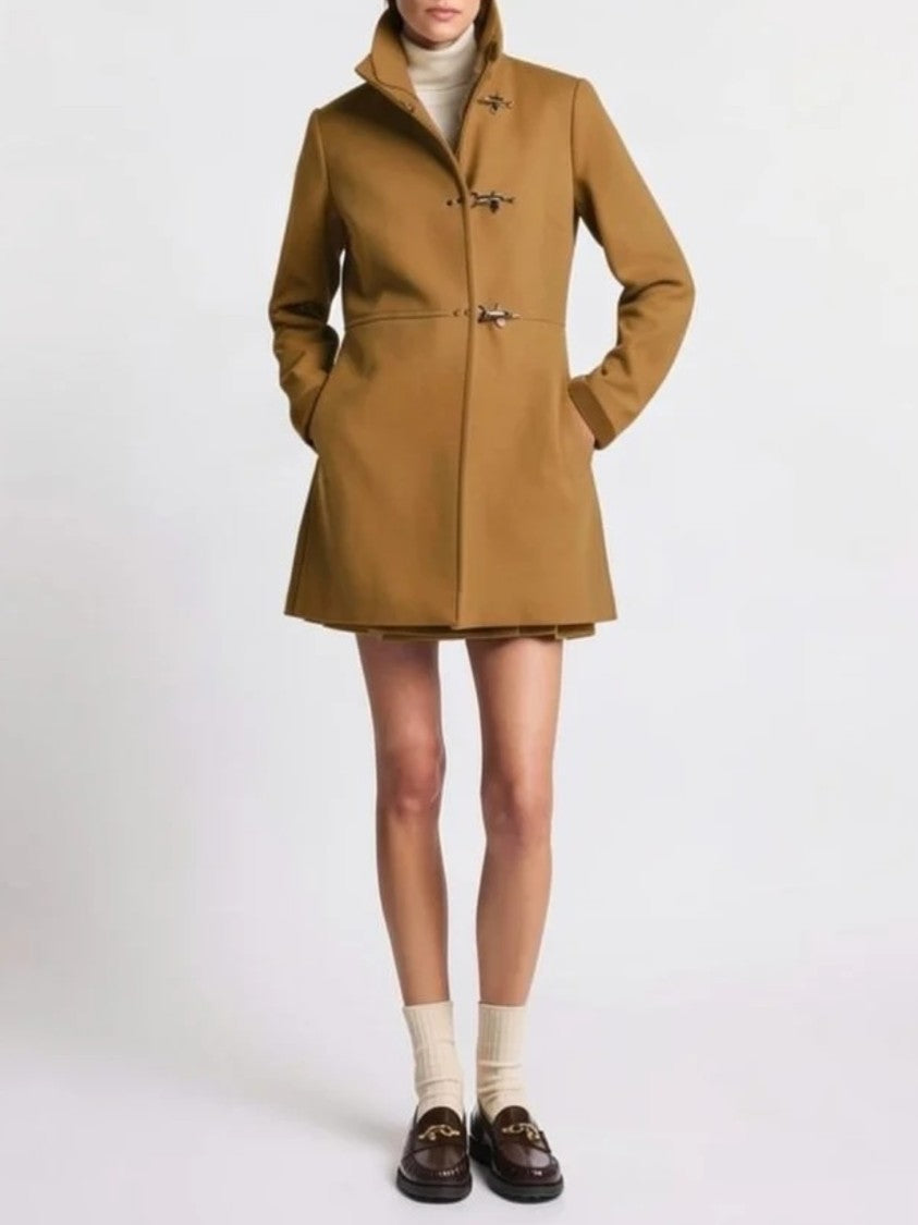 Fay Tailored Wool Coat With Toggle Closures And High Collar