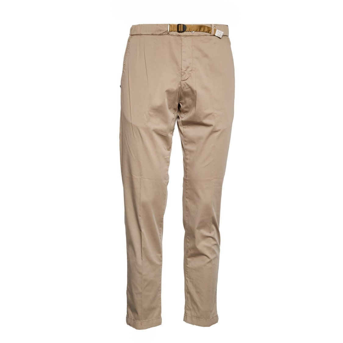 White Sand Satin Cotton Drawstring Straight Leg Pants