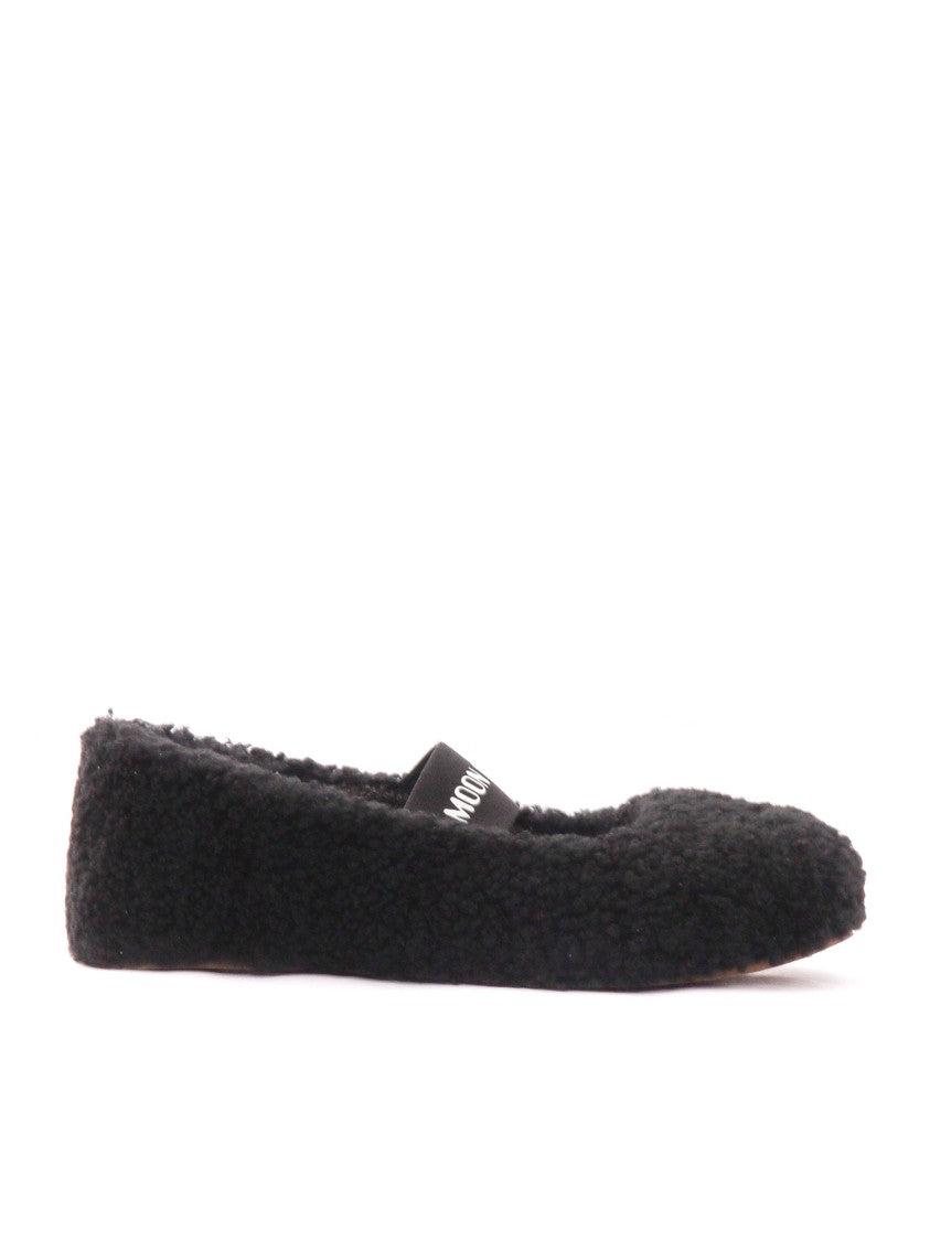 Moon Boot Mb Shearling Branded Elastic Flats