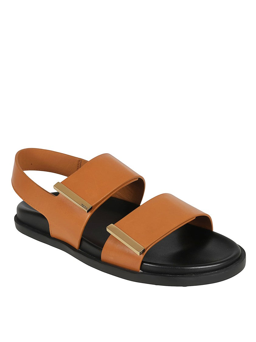 Tod's Calfskin Sandals With Wide Straps