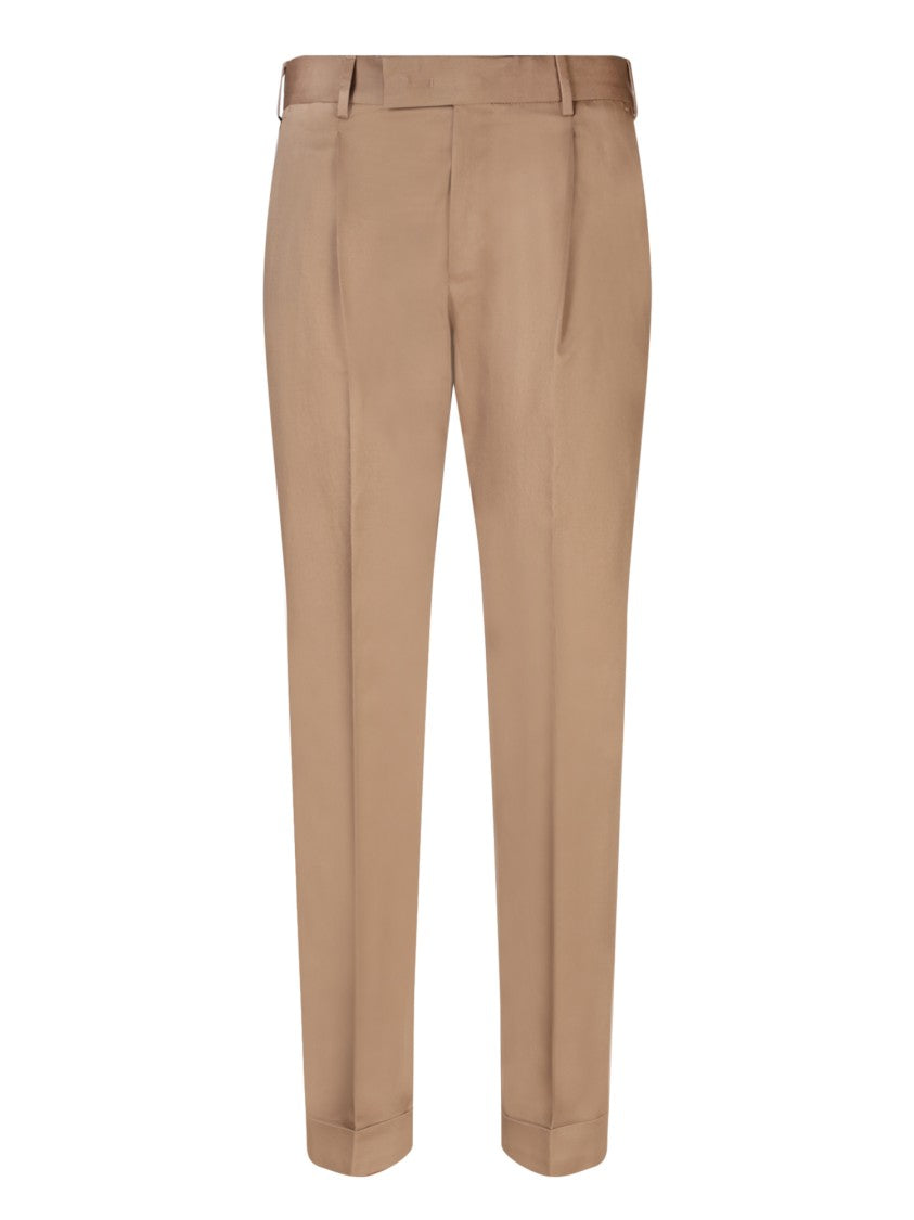 Pt Torino Beige Cotton Trousers