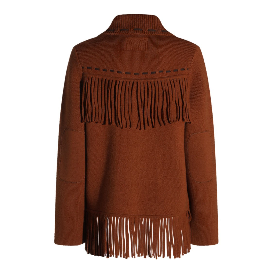 Guest In Residence Brown Fringe Button-Up Knit Jacket