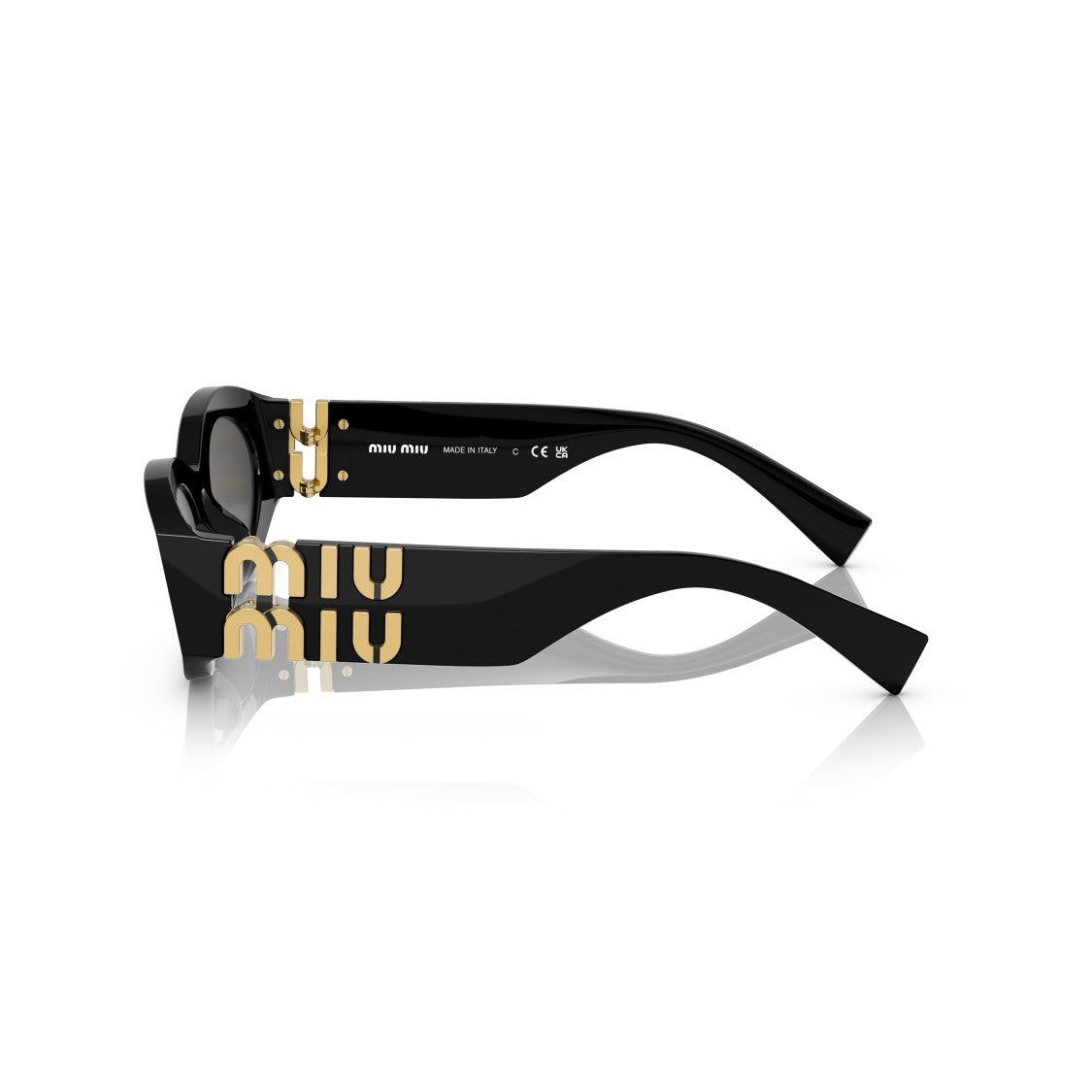 Miu Miu 0Mu 11Ws Elongated Oval Black Acetate Sunglasses