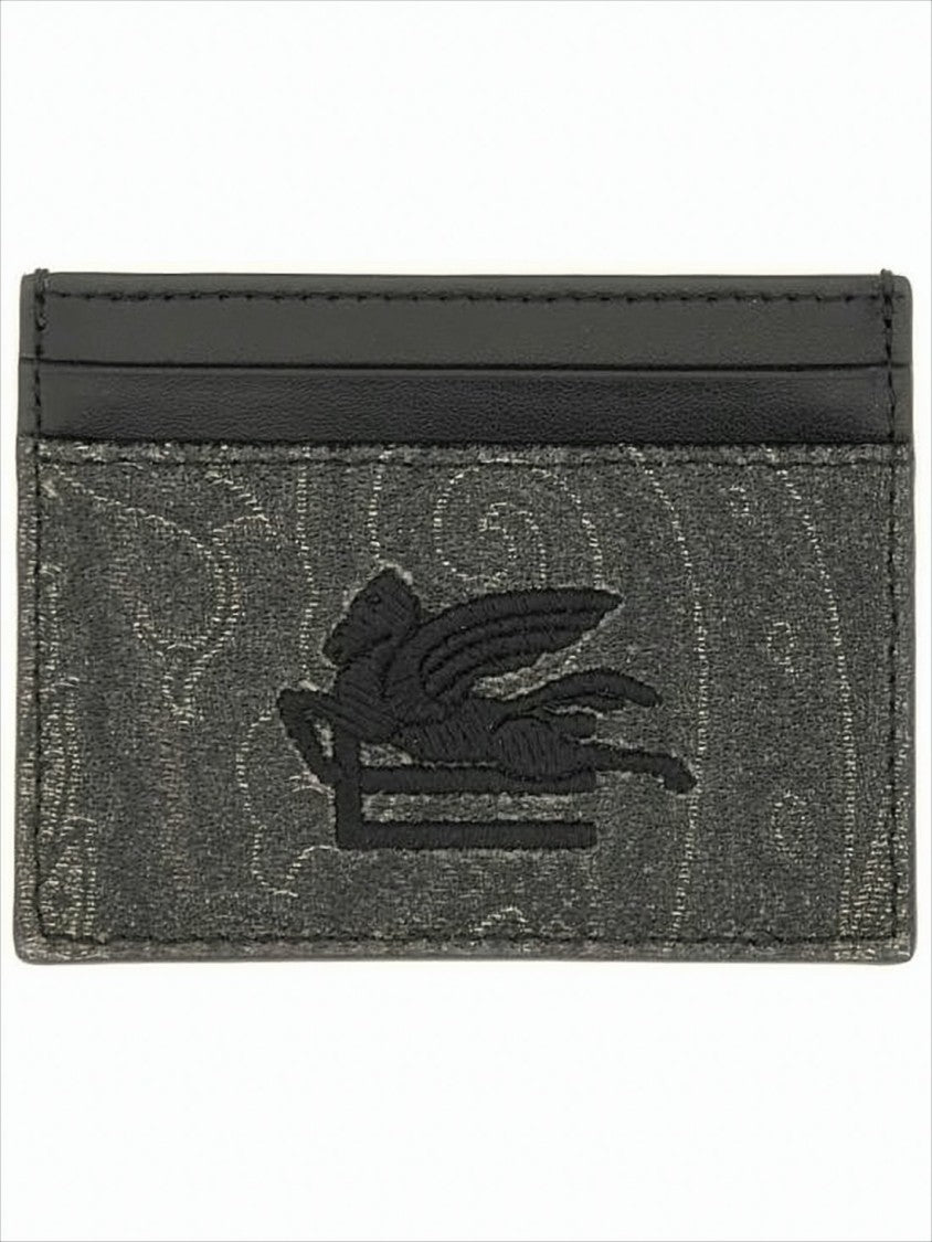 Etro Textured Fabric Cardholder With Leather Trim