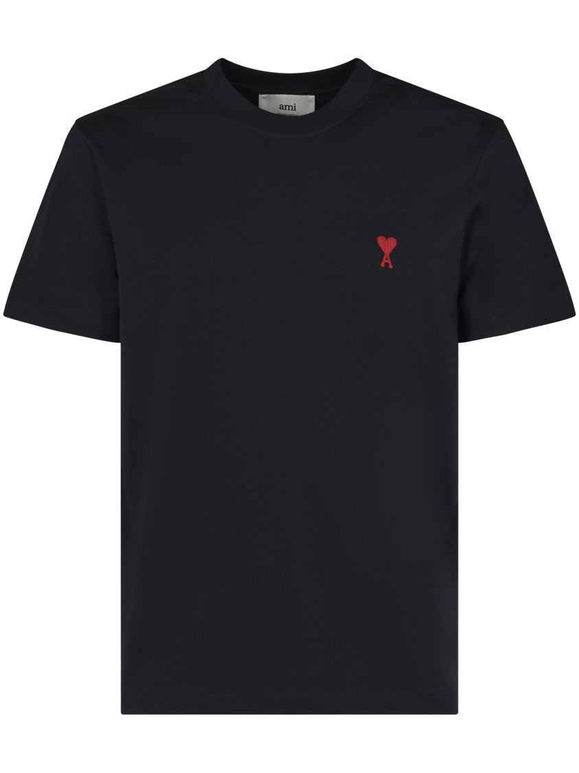 Ami Paris Quota Red Ami De Coeur Black Cotton T-Shirt