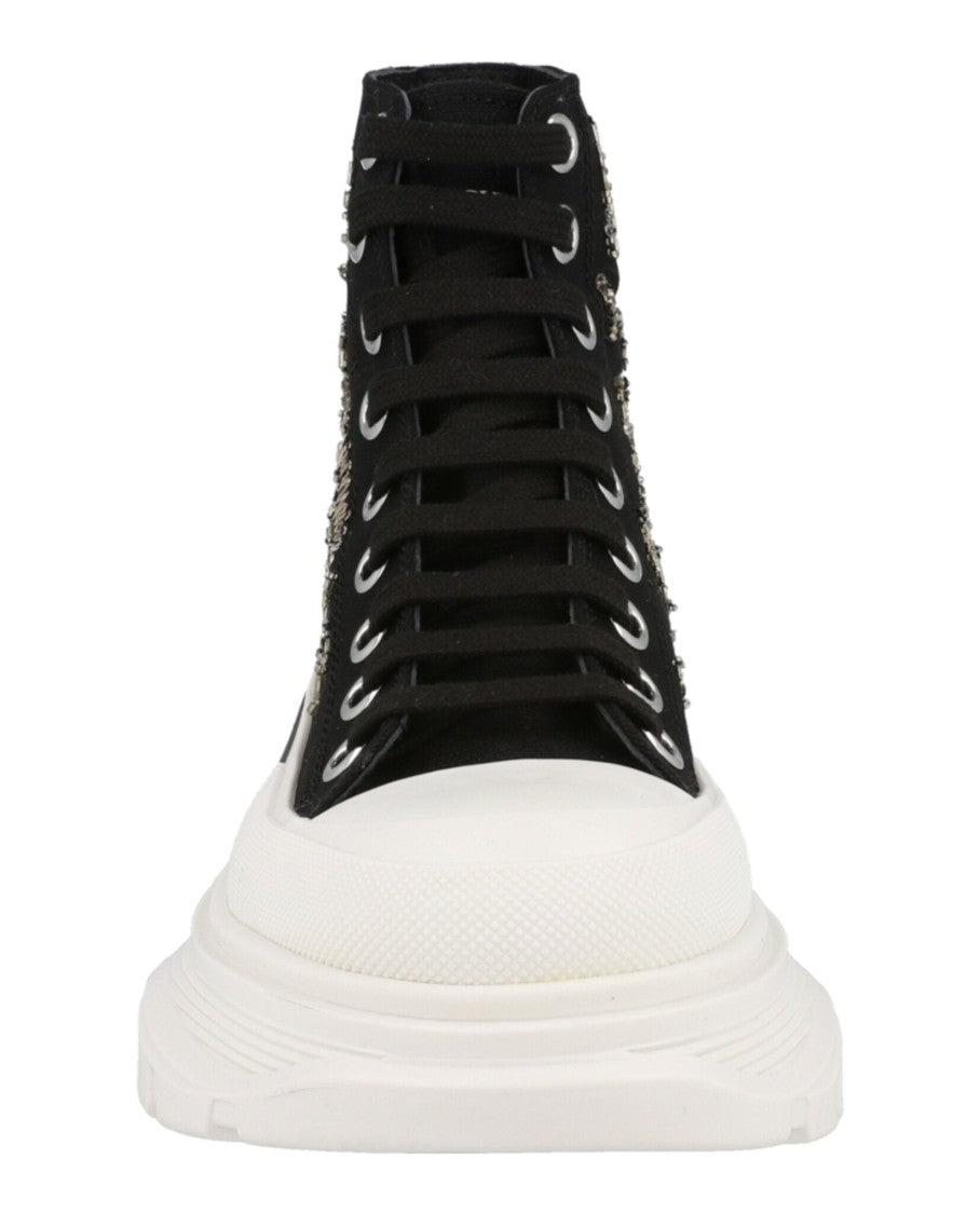 Alexander Mcqueen Crystal Embellished Tread Slick Boots