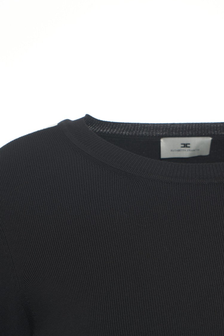 Elisabetta Franchi Ribbed Long-Sleeved Top With Logo Detail