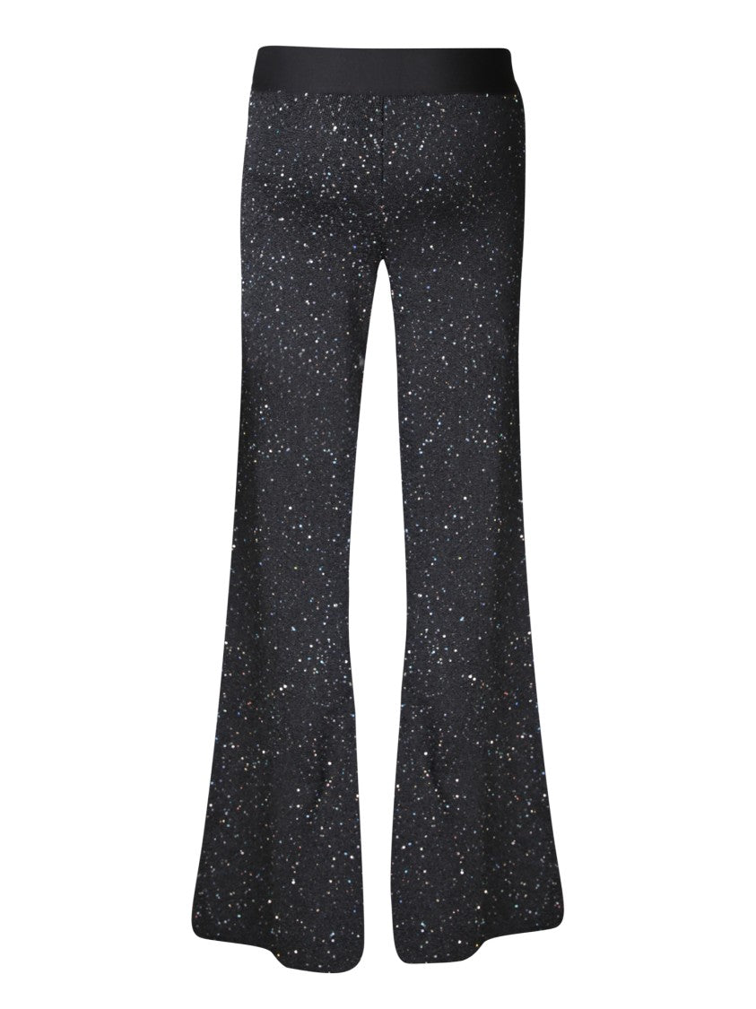 Palm Angels Flared Black Trousers With Textured Fabric