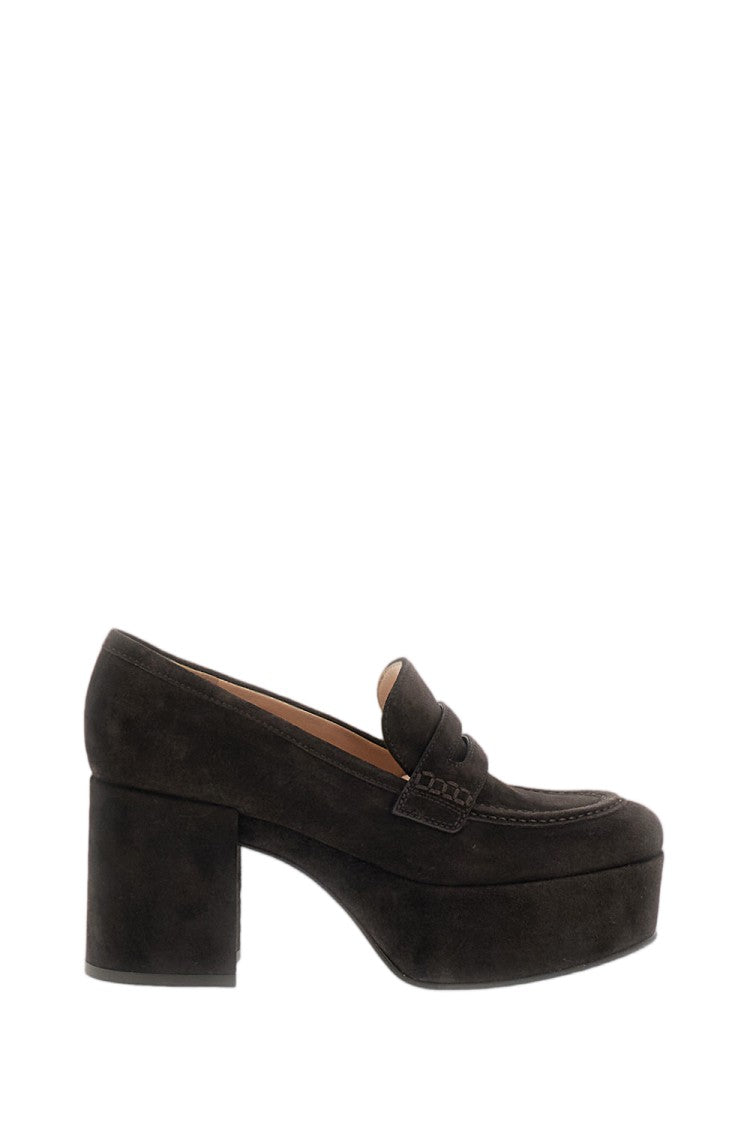 Gianvito Rossi Brown Suede Jenna Wedge Loafers