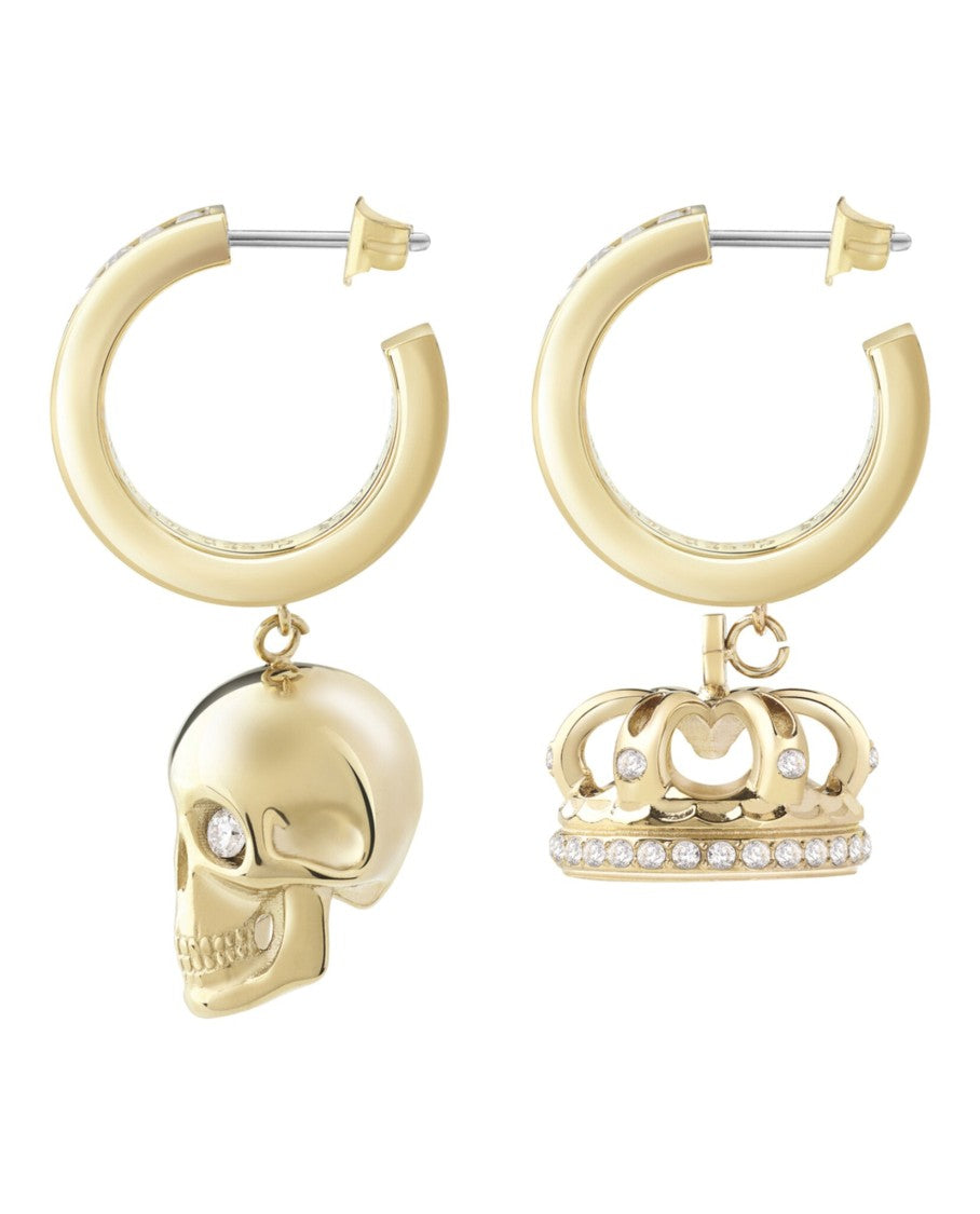 Philipp Plein Skull And Crown Earrings With 66 Preciosa Crystals