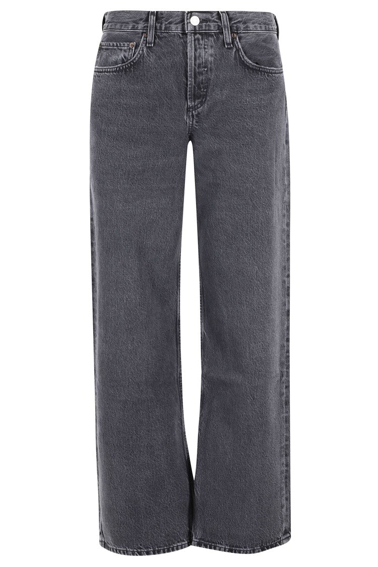 Agolde Black Low Rise Loose Button-Fly Cotton Jeans