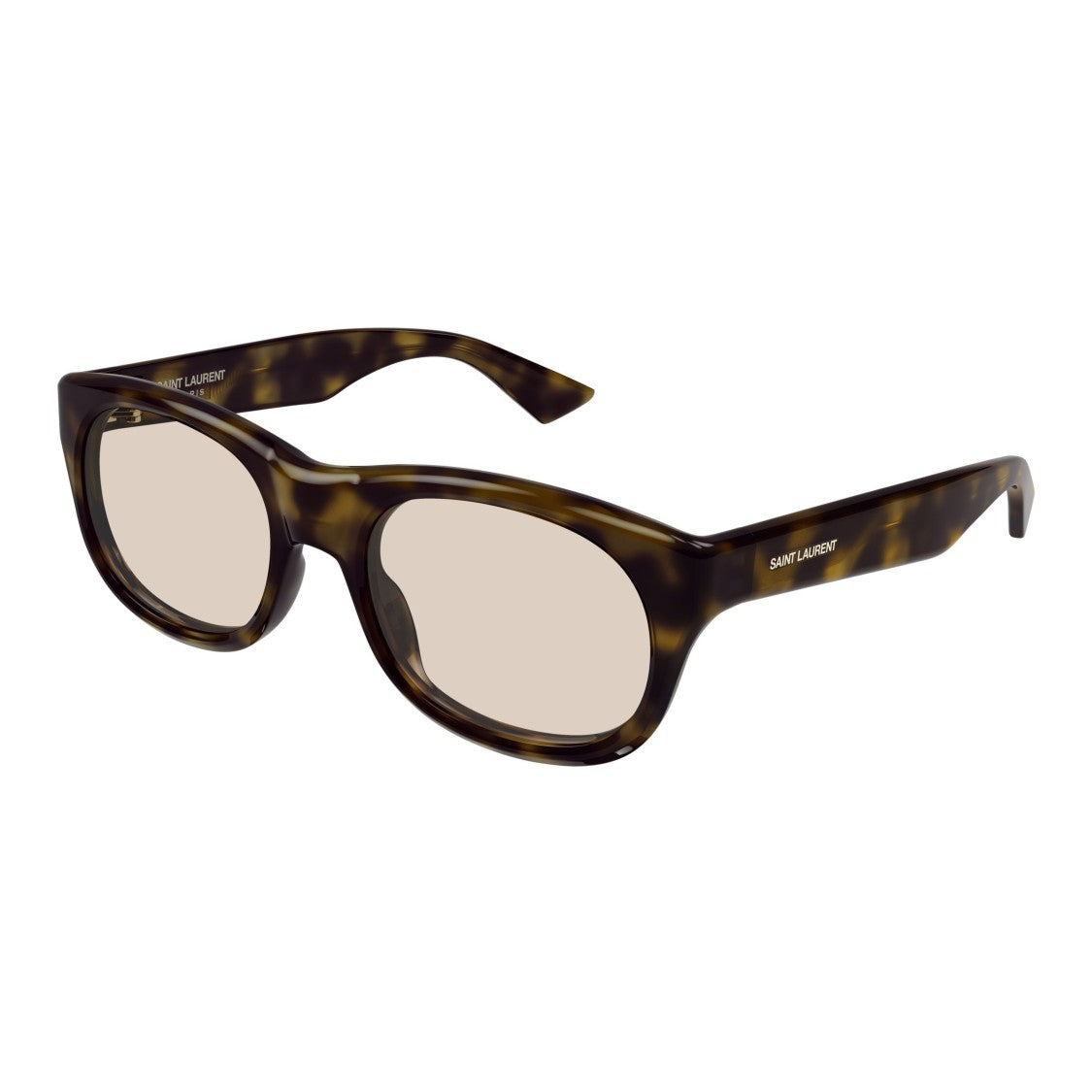 Saint Laurent Bold Rectangular Tortoiseshell Sunglasses With Glossy Finish