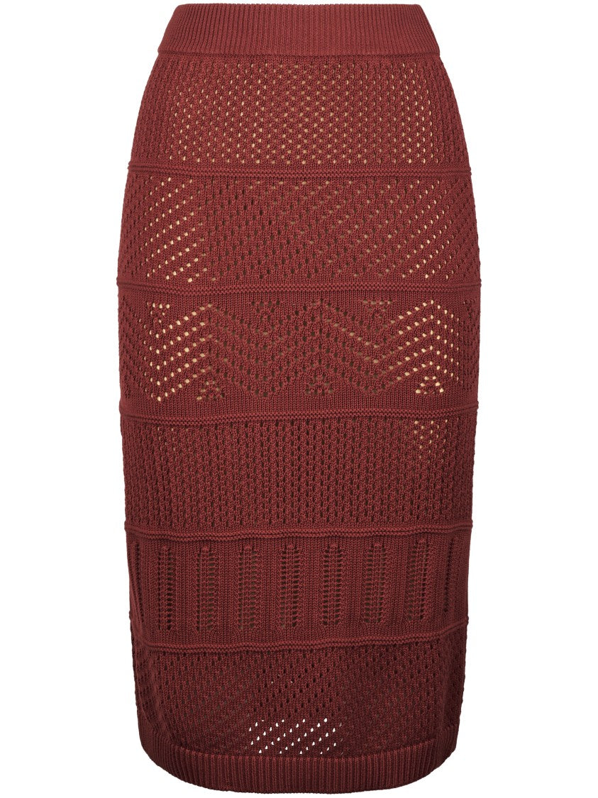 Max Mara Knitted Skirt With Intricate Openwork Patterns