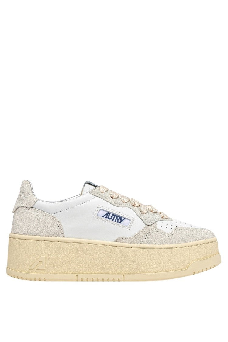 Autry Platform Low Lea Stars Wht Wht Sneakers