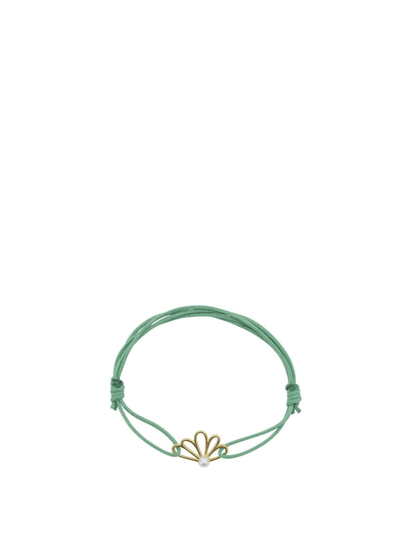 Aliita Adjustable Cotton Cord Bracelet With Flower-Shaped Brass Pendant