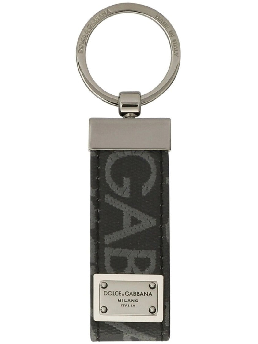 Dolce & Gabbana Textured Strap Keychain With Logo