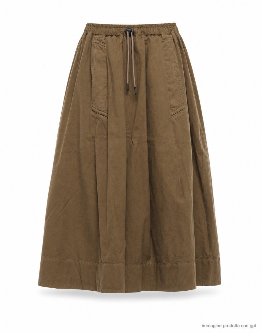 Eat Dust 673 Canteen Green Wide Pleated Midi Skirt