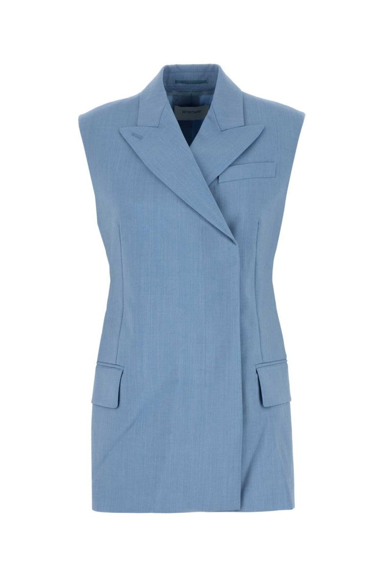 Sportmax Light Blue Wool Blend Ilex Vest
