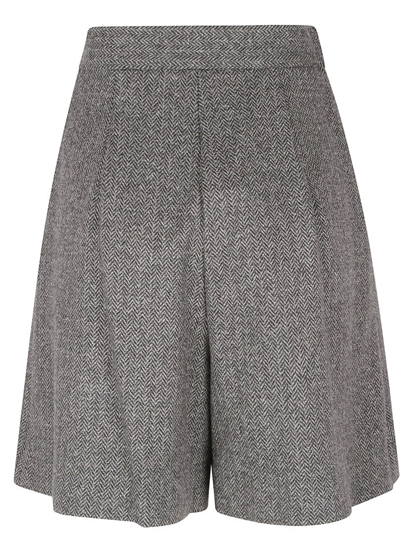 Max Mara High-Waisted Tailored Shorts With Herringbone Pattern