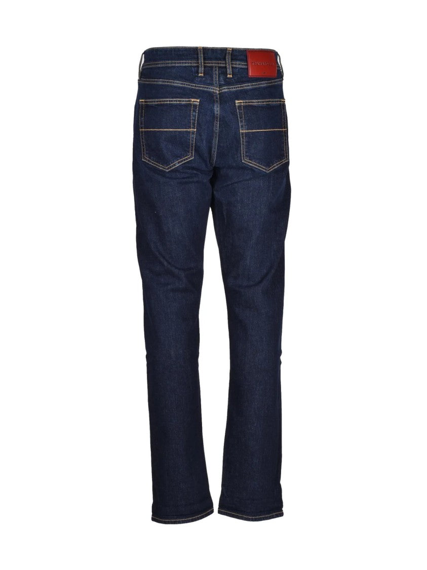 Tramarossa Tailored Slim Fit Denim With Contrast Stitching And Leather Patch