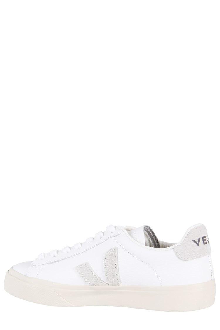 Veja White/Natural Campo Leather Low-Top Sneakers