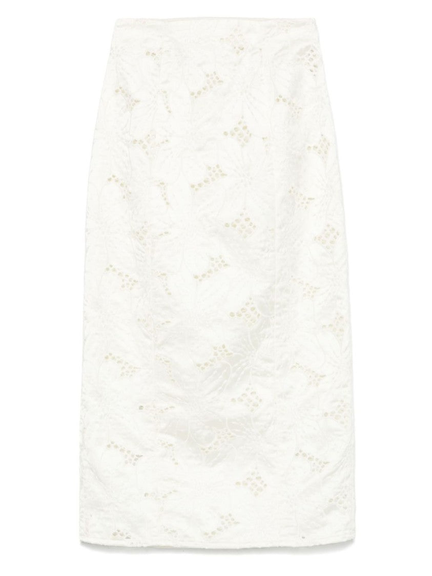 Genny Multi-Panel Satin Skirt With Rear Slit
