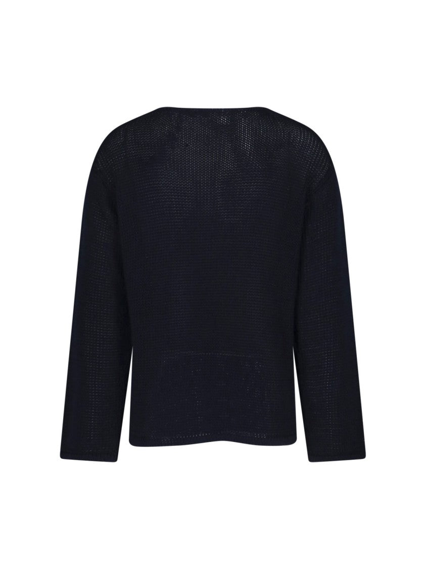 Giorgio Armani Linen And Lyocell Sweater Dark Blue