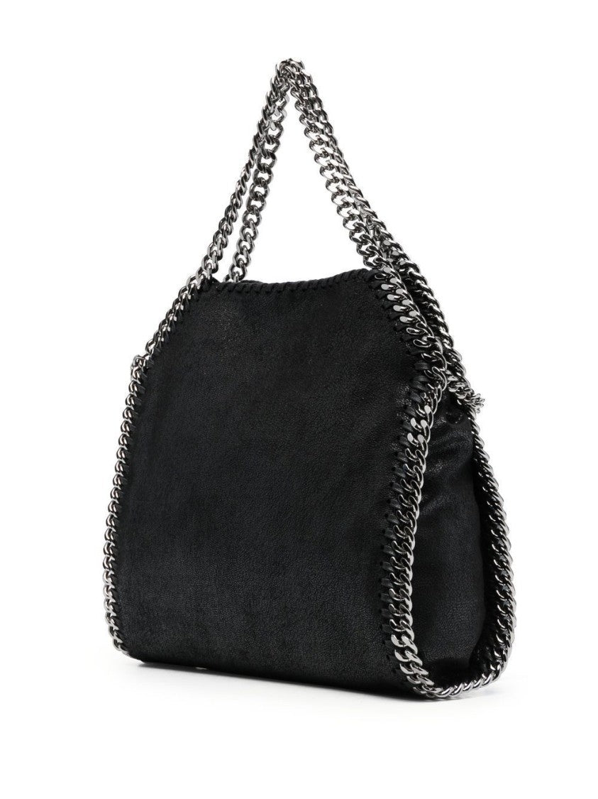 Stella Mccartney Textured Black Bag With Silver Chain Accents