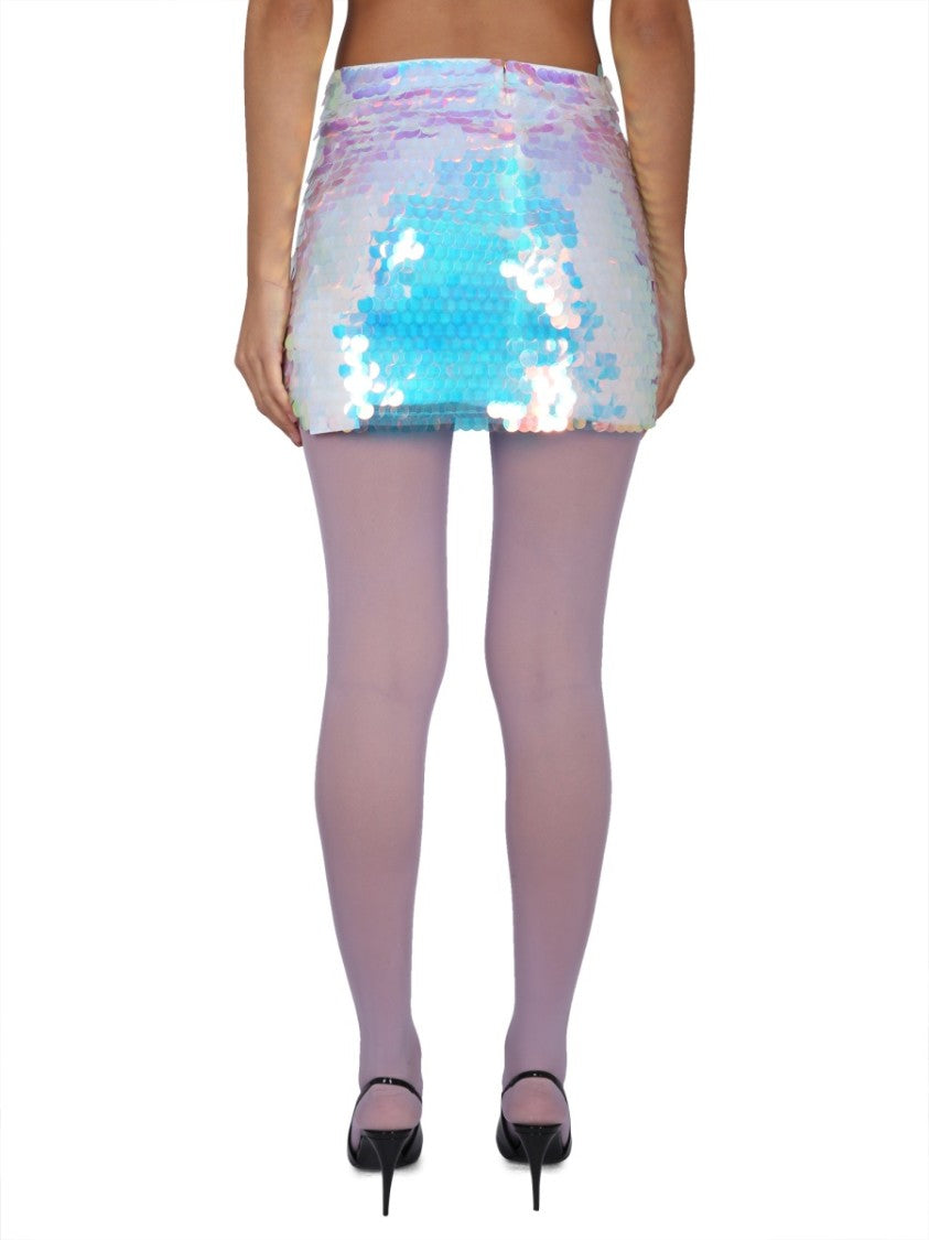 Nina Ricci Shimmering Sequin Mini Skirt With Side Zipper Closure