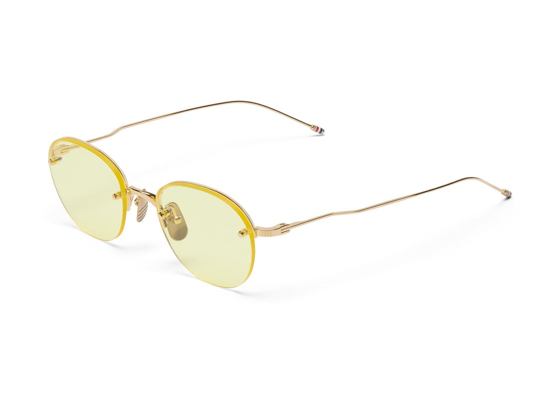 Thom Browne Gold Ues959a Yellow Tinted Round Metal Sunglasses