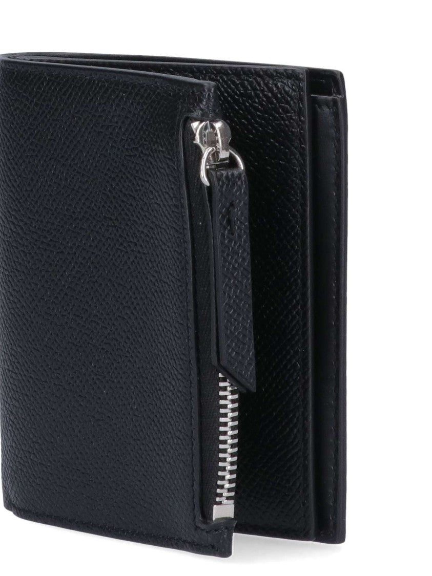 Maison Margiela Textured Black Wallet With Zippered Coin Pocket