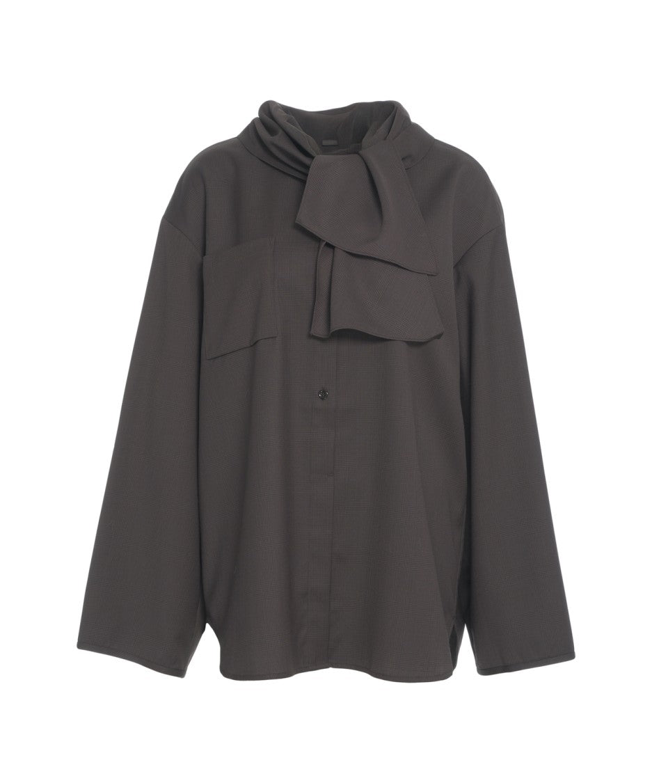 Viktoria Chan Oversized Top With Bow Detail And Checkered Texture