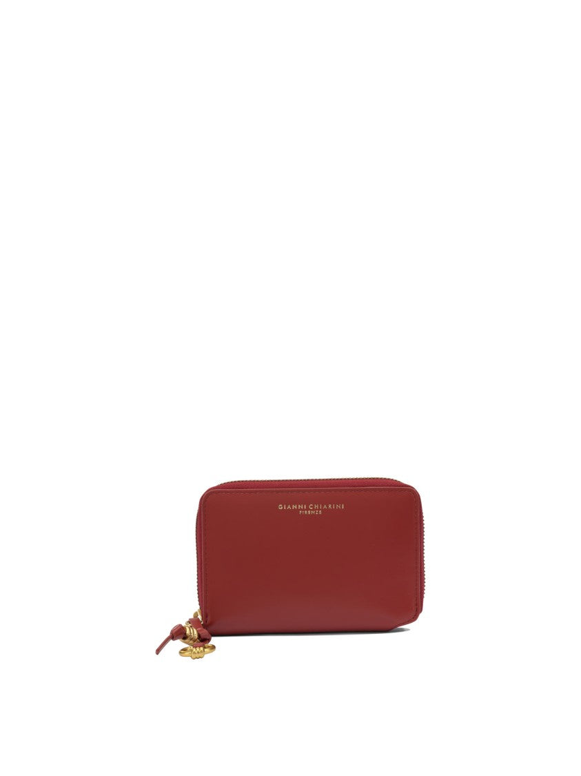 Gianni Chiarini Red Leather Wallet With Zip-Around Closure