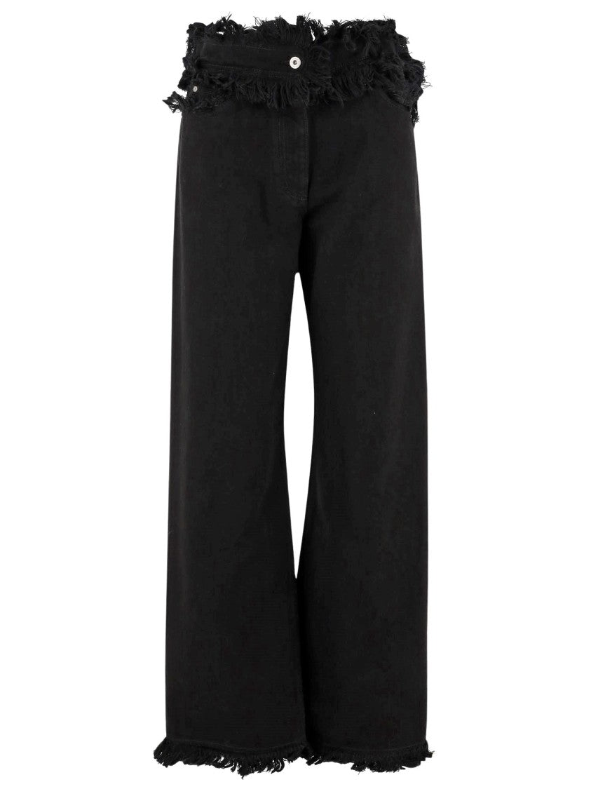 Salvatore Ferragamo Frayed Cotton Pants