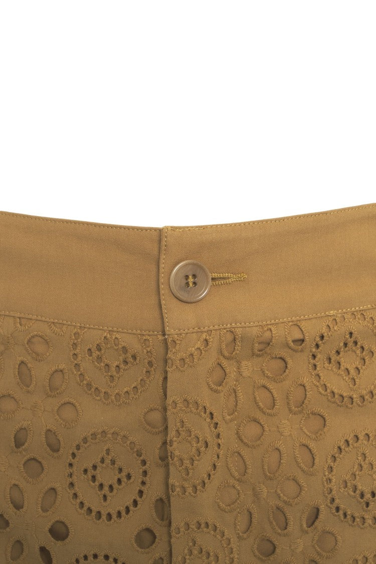 Liu Jo Cropped High-Waisted Trousers With Perforated Embroidery