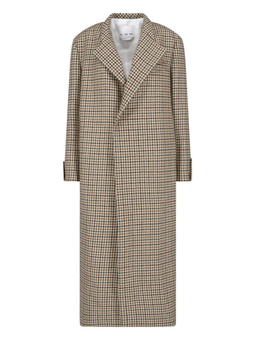 Sa Su Phi Multicolor Checkered Wool Belted Coat
