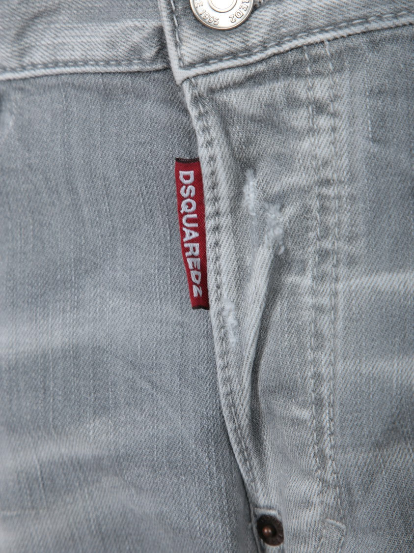 Dsquared2 Grey Distressed Five-Pocket Denim Jeans
