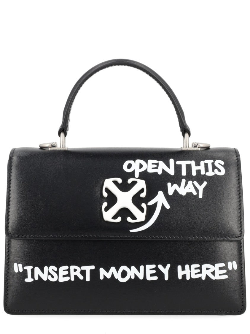 Off-White Neutrals Jitney 1.4 Graffiti Calf Leather Handbag