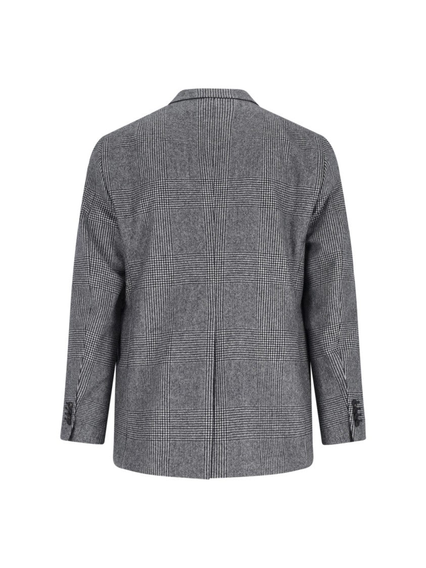 Tagliatore Double-Breasted Houndstooth Suit With Signature Silver Details