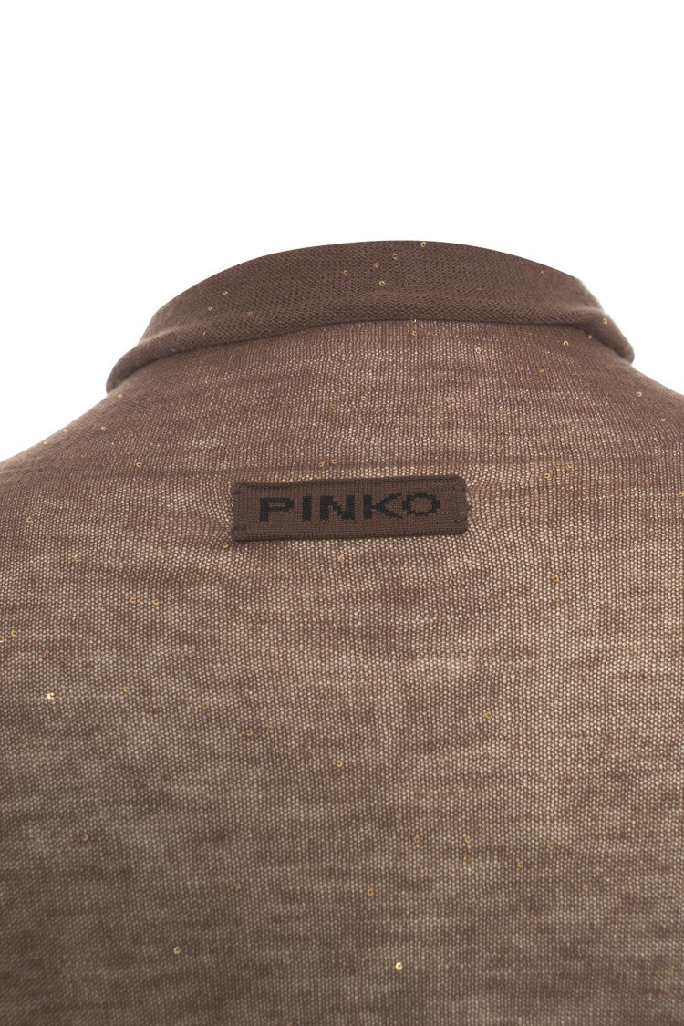 Pinko High-Neck Slender-Fit Top With Semi-Transparent Knit
