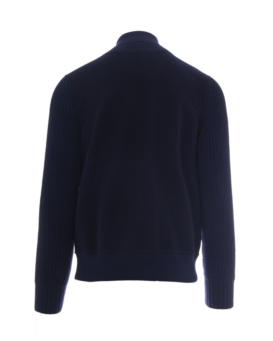 Eleventy Wool Full-Zip Jacket With High Collar And Flap Pockets